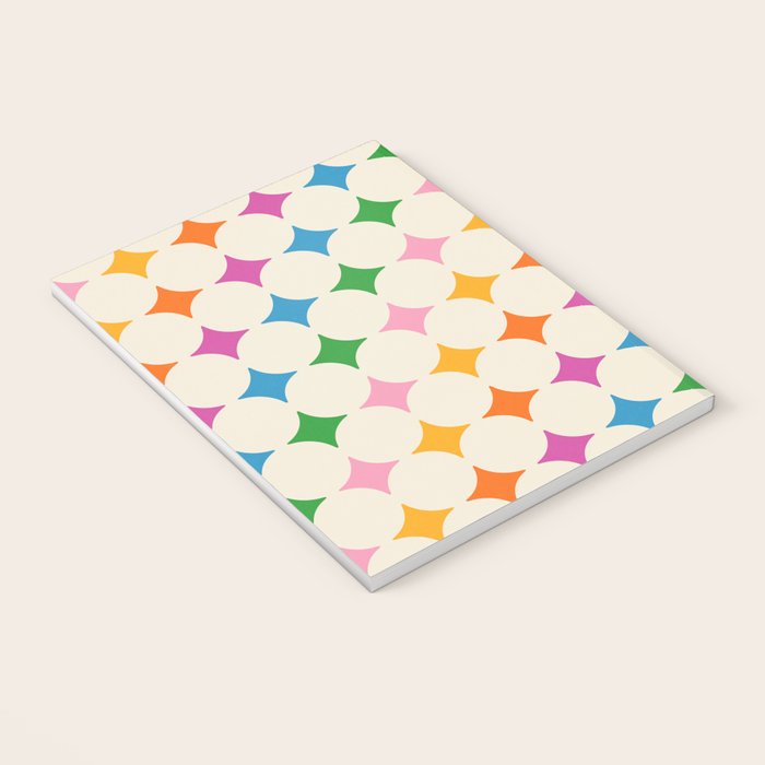 Retro Rainbow Starburst Grid - Playful Geometric on Cream Background Notebook Gallery Image 3