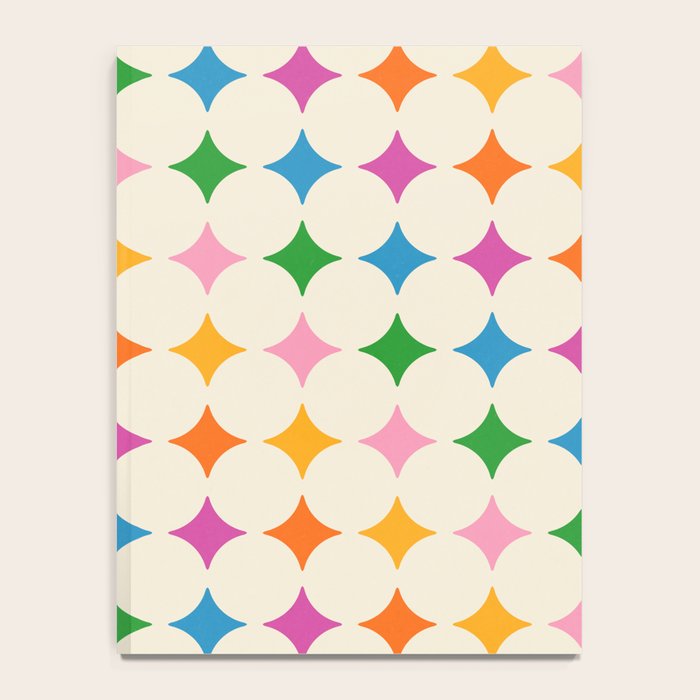 Retro Rainbow Starburst Grid - Playful Geometric on Cream Background Notebook Gallery Image 4