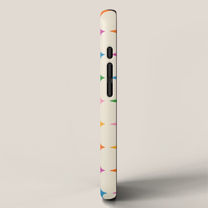 Retro Rainbow Starburst Grid - Playful Geometric on Cream Background iPhone Case Gallery Image 2