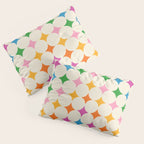 Retro Rainbow Starburst Grid - Playful Geometric on Cream Background Pillow Sham Gallery Image 3