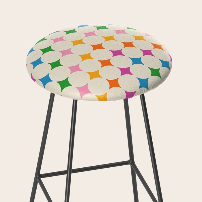 Retro Rainbow Starburst Grid - Playful Geometric on Cream Background Stool Gallery Image 2