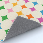 Retro Rainbow Starburst Grid - Playful Geometric on Cream Background Rug Gallery Image 4