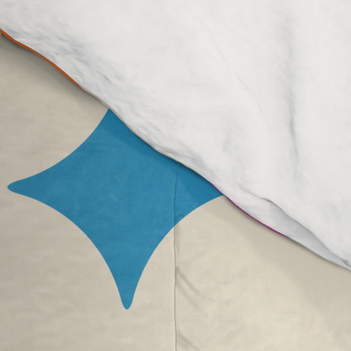 Retro Rainbow Starburst Grid - Playful Geometric on Cream Background Comforter Gallery Image 4
