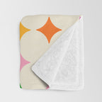Retro Rainbow Starburst Grid - Playful Geometric on Cream Background Throw Blanket Gallery Image 3