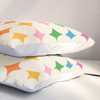 Retro Rainbow Starburst Grid - Playful Geometric on Cream Background Pillow Sham Gallery Image 3