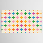 Retro Rainbow Starburst Grid - Playful Geometric on Cream Background Tablecloth Gallery Image 2