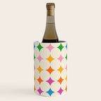 Retro Rainbow Starburst Grid - Playful Geometric on Cream Background Wine Chiller Gallery Image 1