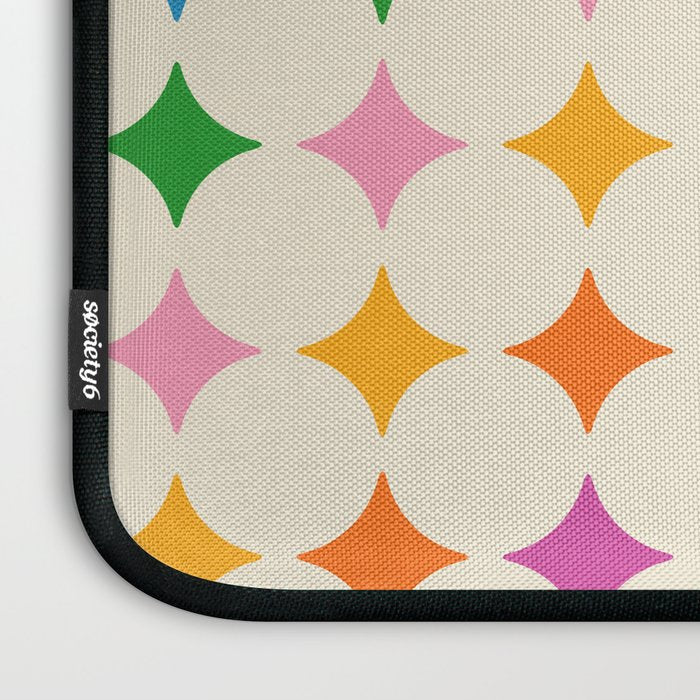 Retro Rainbow Starburst Grid - Playful Geometric on Cream Background Laptop Sleeve Gallery Image 3