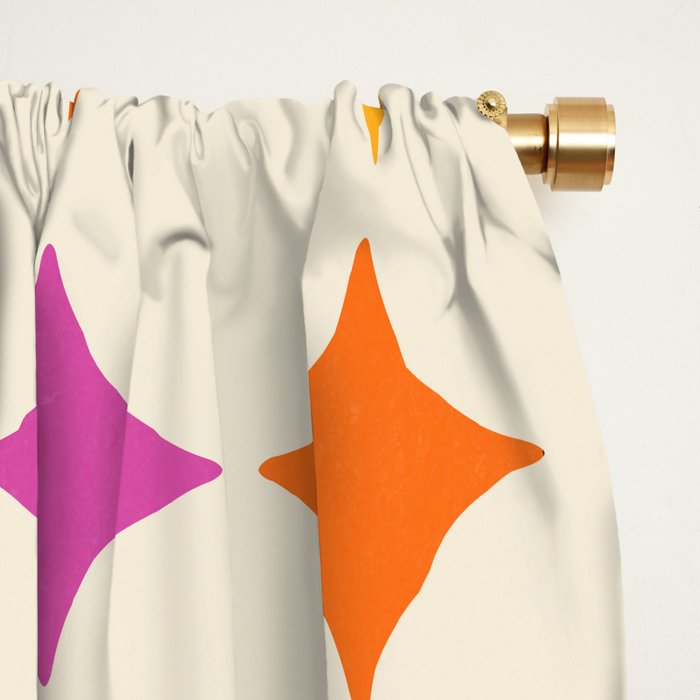 Retro Rainbow Starburst Grid - Playful Geometric on Cream Background Window Curtain Gallery Image 2
