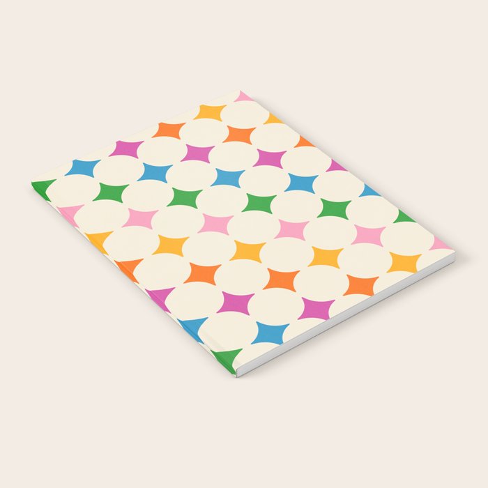 Retro Rainbow Starburst Grid - Playful Geometric on Cream Background Notebook Gallery Image 2