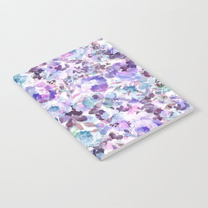 Vintage style lavender pink teal purple watercolor roses Notebook