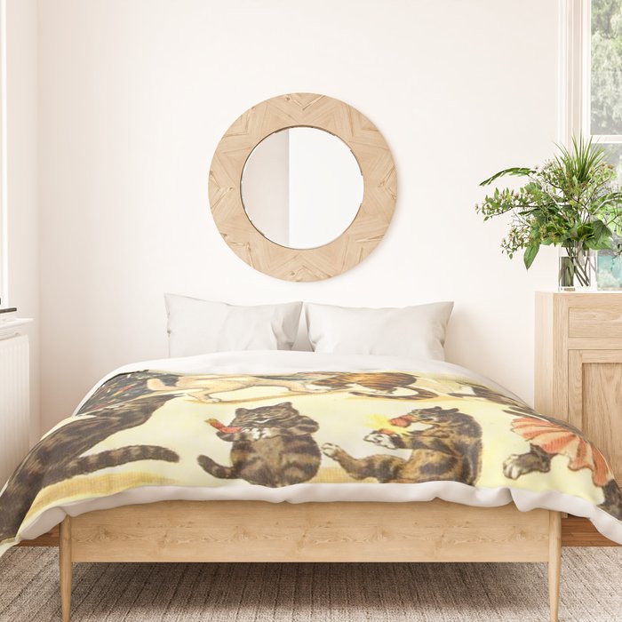 'Christmas Party Cats' by Louis Wain Vintage Cat Art Duvet Cover Gallery Image 3