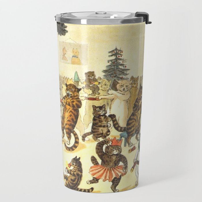 'Christmas Party Cats' by Louis Wain Vintage Cat Art Travel Mug Gallery Image 2