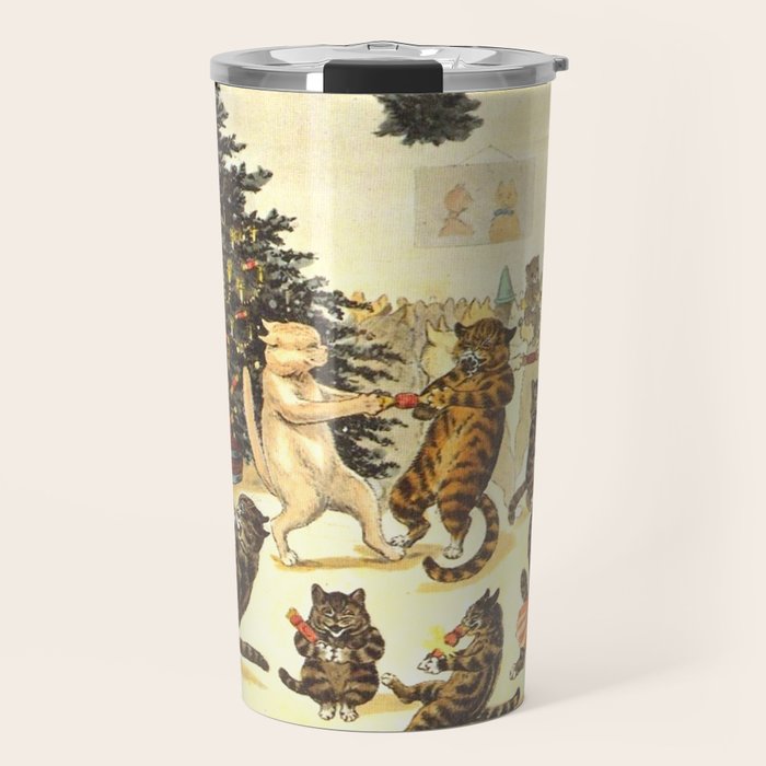 'Christmas Party Cats' by Louis Wain Vintage Cat Art Travel Mug Gallery Image 1