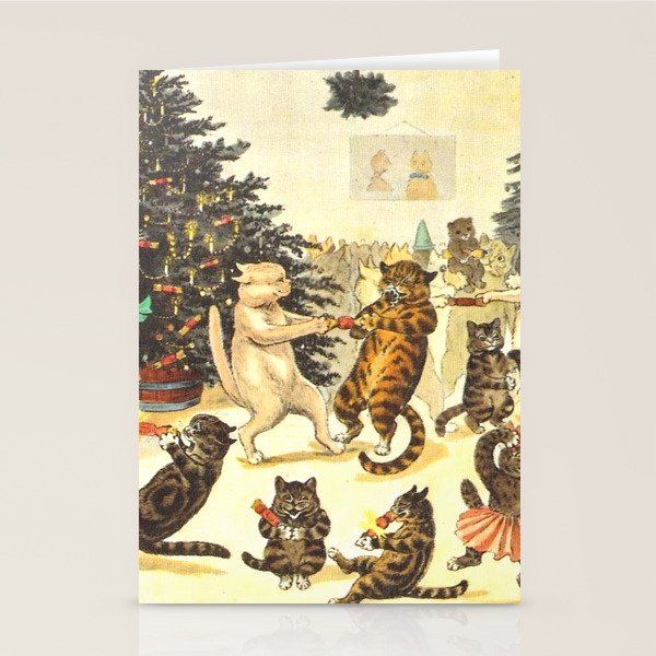 'Christmas Party Cats' by Louis Wain Vintage Cat Art Stationery Card Gallery Image 1