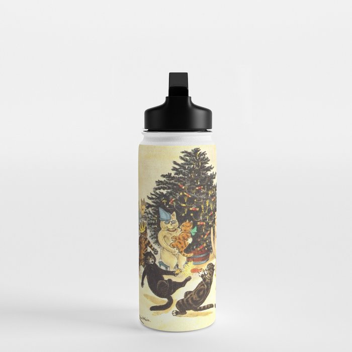 'Christmas Party Cats' by Louis Wain Vintage Cat Art Water Bottle Gallery Image 3