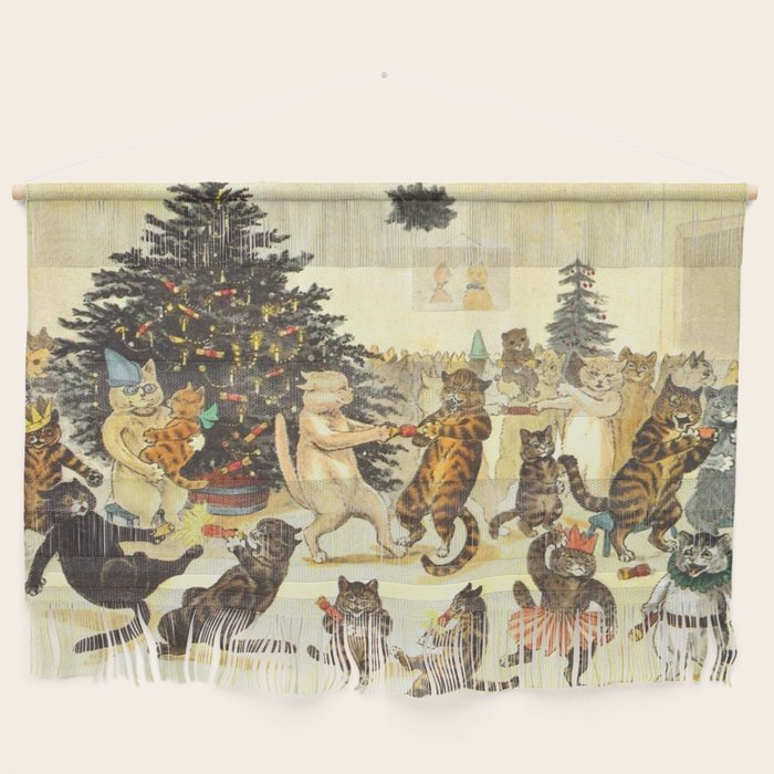 'Christmas Party Cats' by Louis Wain Vintage Cat Art Wall Hanging Gallery Image 1