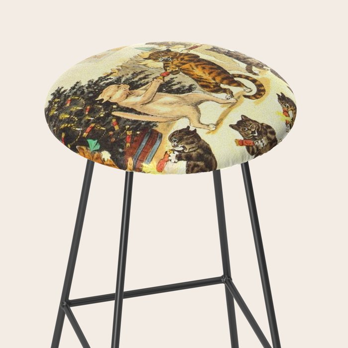 'Christmas Party Cats' by Louis Wain Vintage Cat Art Stool Gallery Image 2