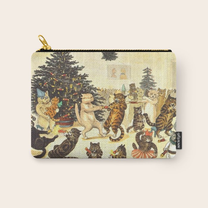 'Christmas Party Cats' By Louis Wain Vintage Cat Art Carry All Pouch