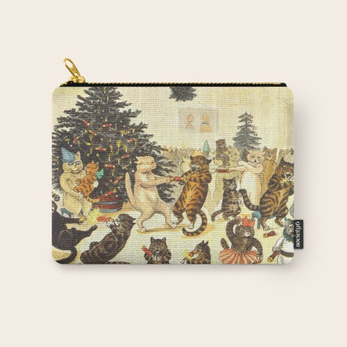 'Christmas Party Cats' By Louis Wain Vintage Cat Art Carry All Pouch