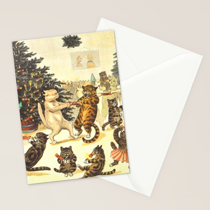 'Christmas Party Cats' by Louis Wain Vintage Cat Art Stationery Card Gallery Image 2