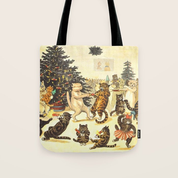 'Christmas Party Cats' by Louis Wain Vintage Cat Art Tote Bag Gallery Image 1