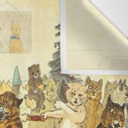'Christmas Party Cats' by Louis Wain Vintage Cat Art Wall Tapestry Gallery Image 3