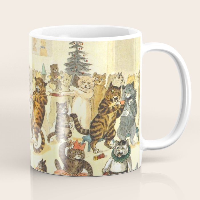 'Christmas Party Cats' by Louis Wain Vintage Cat Art Coffee Mug Gallery Image 1