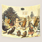 'Christmas Party Cats' by Louis Wain Vintage Cat Art Wall Tapestry Gallery Image 4