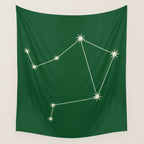 Libra Zodiac Star Constellation Line Art Green Wall Tapestry Gallery Image 4