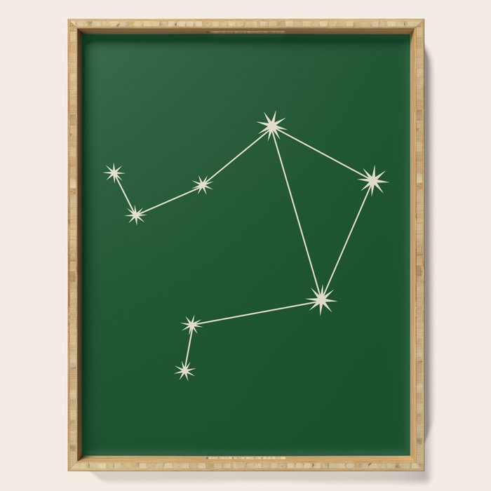 Libra Zodiac Star Constellation Line Art Green Serving Tray Gallery Image 1