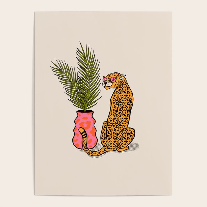 Cheetah & Plant Poster