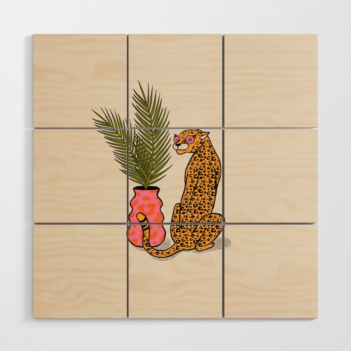Cheetah & Plant Wood Wall Art Gallery Image 1
