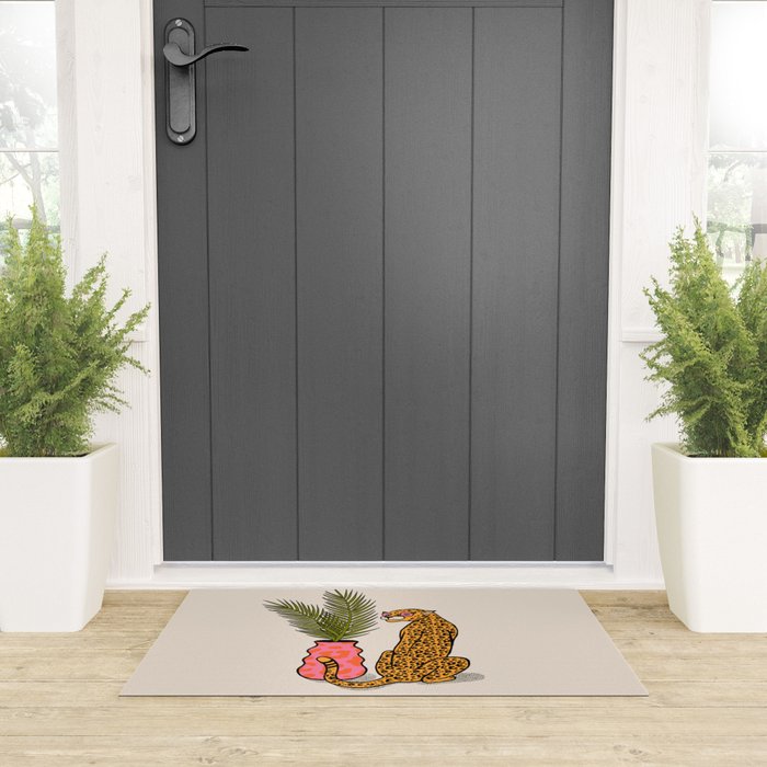 Cheetah & Plant Welcome Mat Gallery Image 3