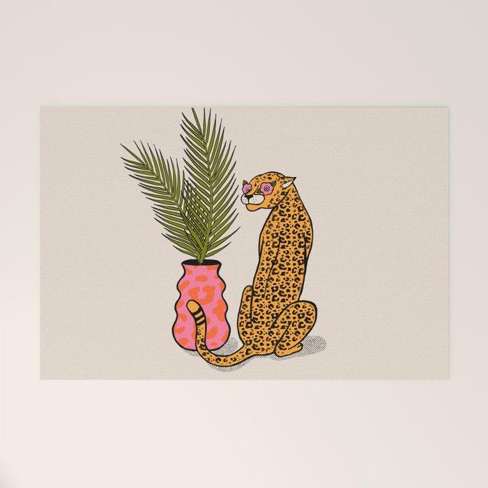 Cheetah & Plant Welcome Mat Gallery Image 1