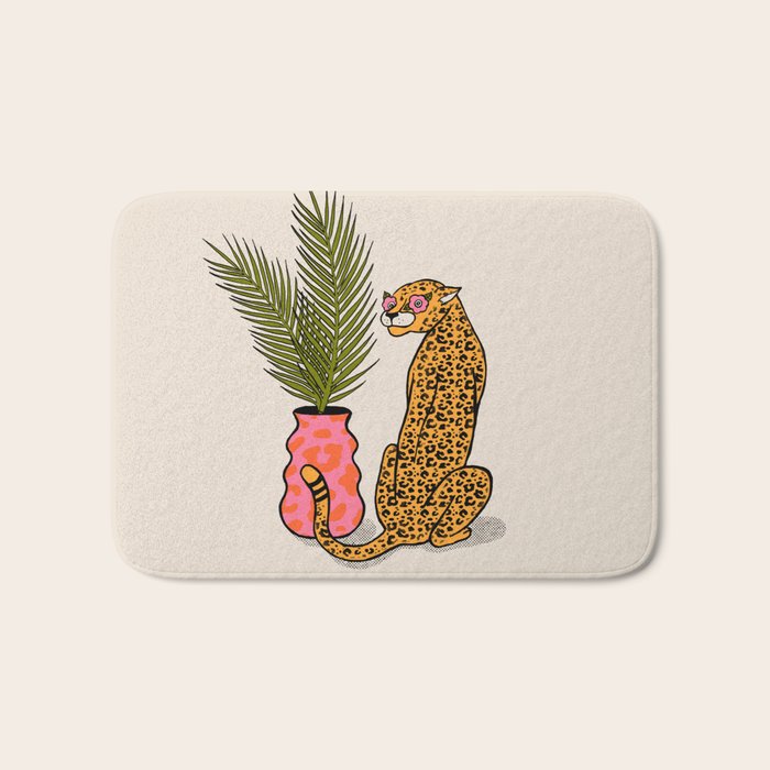Cheetah & Plant Bath Mat Gallery Image 1