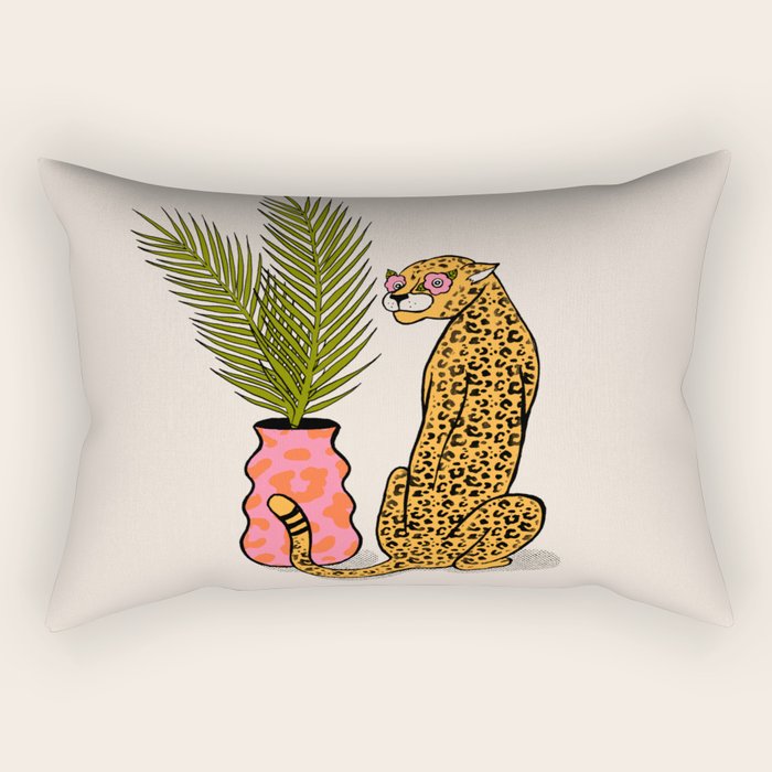 Cheetah & Plant Rectangular Pillow Gallery Image 2