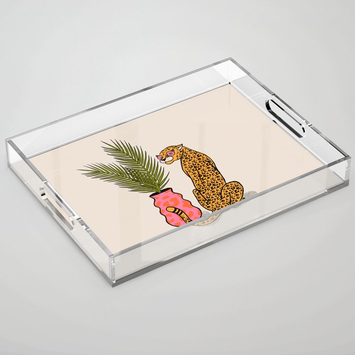 Cheetah & Plant Acrylic Tray Gallery Image 1