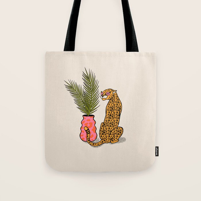 Cheetah & Plant Tote Bag Gallery Image 1