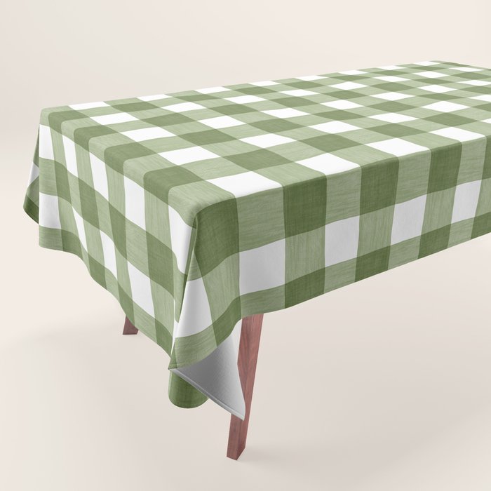 Hand Painted Gingham in Sage Green  Tablecloth Gallery Image 1