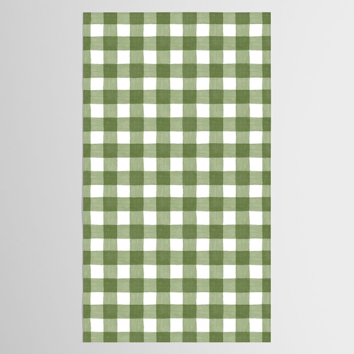 Hand Painted Gingham in Sage Green  Tablecloth Gallery Image 2