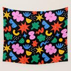 Funny colorful cartoon shape art pattern Wall Tapestry Gallery Image 4