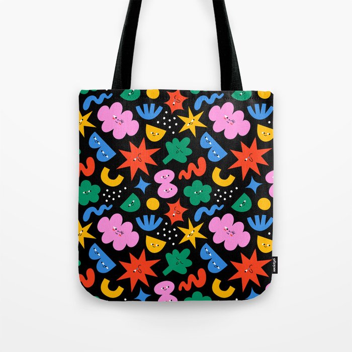 Funny colorful cartoon shape art pattern Tote Bag Gallery Image 1