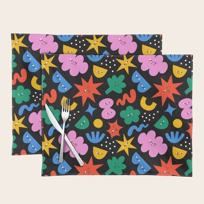 Funny colorful cartoon shape art pattern Placemat Gallery Image 1