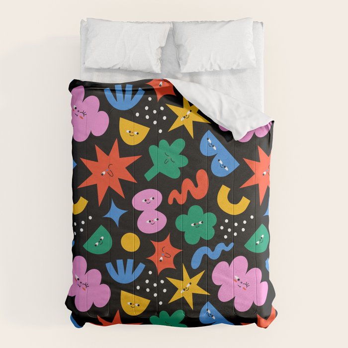 Funny colorful cartoon shape art pattern Comforter Gallery Image 1