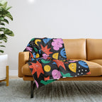 Funny colorful cartoon shape art pattern Throw Blanket Gallery Image 1