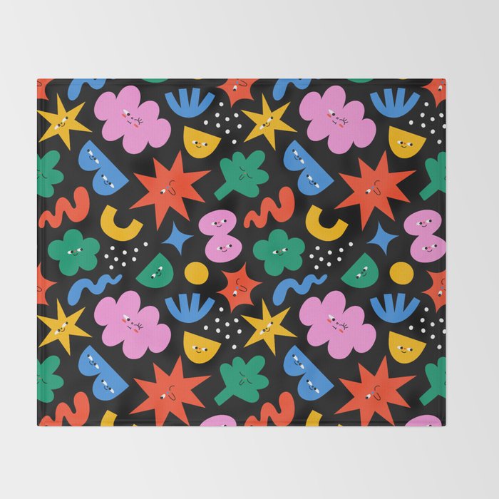 Funny colorful cartoon shape art pattern Throw Blanket Gallery Image 2