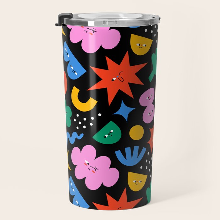 Funny colorful cartoon shape art pattern Travel Mug Gallery Image 3