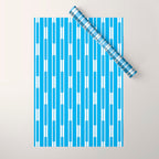 Geometric Striped Geo Chain Vertical Pattern Modern Blue and White Wrapping Paper Gallery Image 1