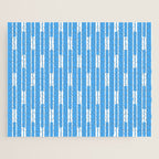 Geometric Striped Geo Chain Vertical Pattern Modern Blue and White Jigsaw Puzzle Gallery Image 1